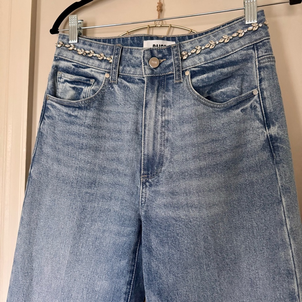 Anthropology | PAIGE Sasha Embellished High-Rise Wide-Leg Jeans | 27 - Picture 8 of 17